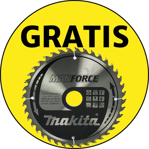 Gratis Makita zaagblad bij aankoop zaagmachine