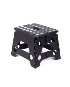 011507 Taburete plegable negro blanco pequeño 80 kg