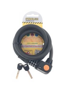 012531 Cerradura de combinación con cable + LED 807 12 x 1200 mm negro mate