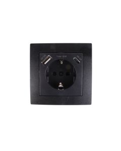 013429 Toma de pared RA empotrada con USB-A/C negro