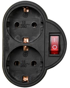 013649 Toma duo RA + interruptor negro