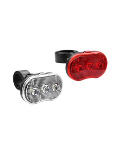 013768 Lámpara bicicleta LED blanco y rojo 2 dlg