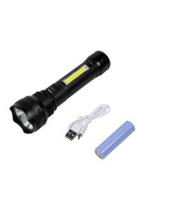 013815 Linterna 1W LED + 3W COB recargable negro