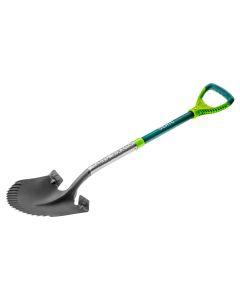 Pala para estacas - Pala VERTO T-REX dentada templada. Mango de metal / fibra de vidrio. Hoja redonda