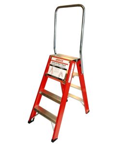 2 4tecx Escalera doble ascendente aluminio x 3 peldaños con soporte