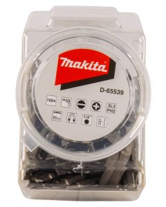 Makita D-65539 Punta de tornillo doble PH2-SL5 65mm en bote 100 piezas