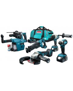 Makita DLX5069TX1 18 V Combiset para trabajos de taladrado, atornillado, serrado y amolado de todo tipo a muy duros