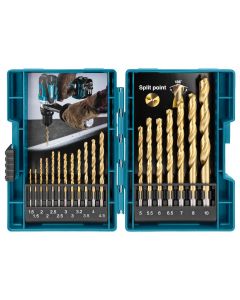 Makita D-67527 Juego de brocas para metal HSS-TiN de 19 piezas
