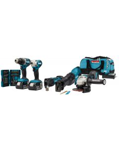 Makita DLX5068TX1 18 V Combiset para atornillar (impacto), taladrar, amolar y serrar y con multiherramienta