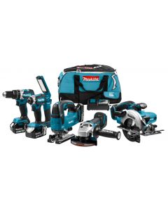 Juego combinado Makita DLX6082T 18 V (impacto) taladrar, (impacto) atornillar, serrar y amolar