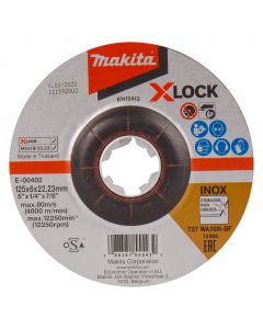 Makita E-00402 Disco de amolar X-LOCK 125x22.23x6.0mm acero inoxidable