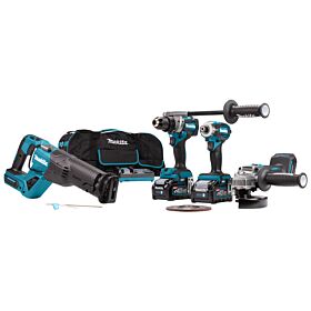 Makita DK0126G401 40 V Max Combiset taladro, atornillador (de impacto), amoladora y sierra