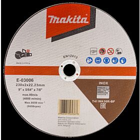 Makita E-03006-25 Disco de corte 230x22,23x2,0mm acero inoxidable (25pcs)