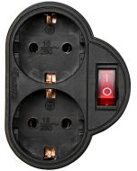 013649 Toma duo RA + interruptor negro