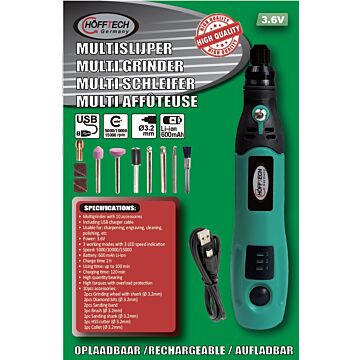 012386 Multi amoladora 3,6V + 10 accesorios recargable
