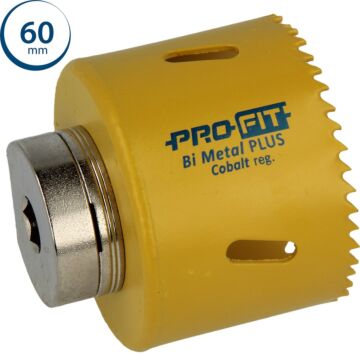 Sierra de corona ProFit BiMetal PLUS 60 mm con dientes regulares.