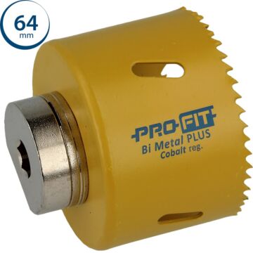 Sierra de corona ProFit BiMetal PLUS 64 mm con dientes regulares.