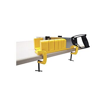 Stanley 1-20-600 Caja de ingletes de plástico con sierra de corona 300x130x80 mm.