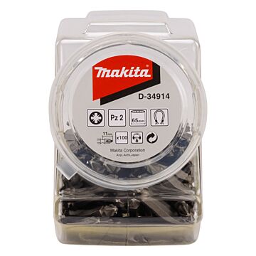 Makita D-34914 Punta de tornillo doble PZ2x65mm en bote 100 piezas