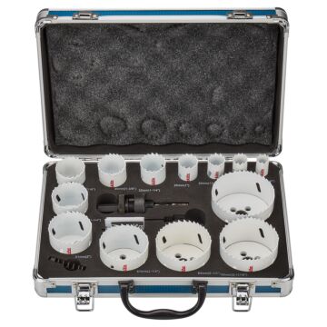 Makita D-47307 Juego de sierras de corona 16 piezas bimetálicas, universal 