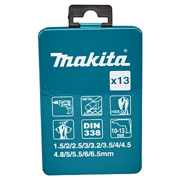 Makita D-54019 Juego de brocas para metal 13 piezas 1.5-6.5mm