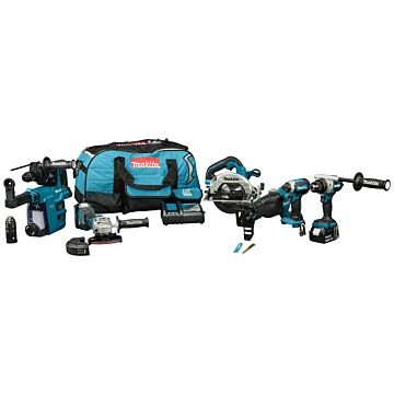 Makita DLX7031TX1 LXT 18 V Combiset para atornillar (impacto), taladrar (impacto), amolar y serrar y con multiherramienta