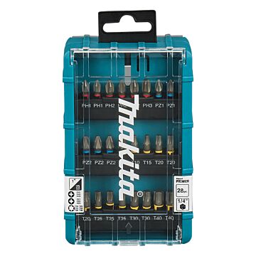 Makita E-25068 Juego de puntas para tornillos de impacto de 28 piezas