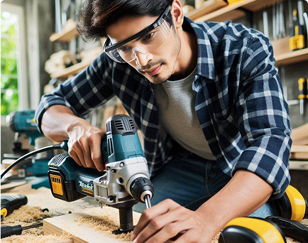 Builder with Makita tool