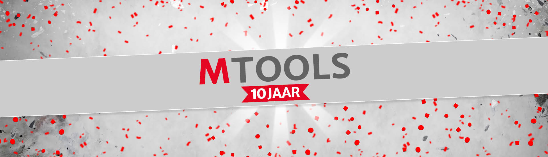 Banner 10-jarig jubileum Mtools De feestelijke banner voor het 10-jarig jubileum van Mtools.